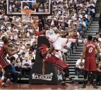 May 15, 2016; Toronto, Ontario, CAN; Toronto Raptors forward Patrick Patterson (54) drives to the basket as Miami Heat forward Justise Winslow (20) tries to defend during the second quarter in game seven of the second round of the NBA Playoffs at Air Canada Centre. Mandatory Credit: Nick Turchiaro-USA TODAY Sports