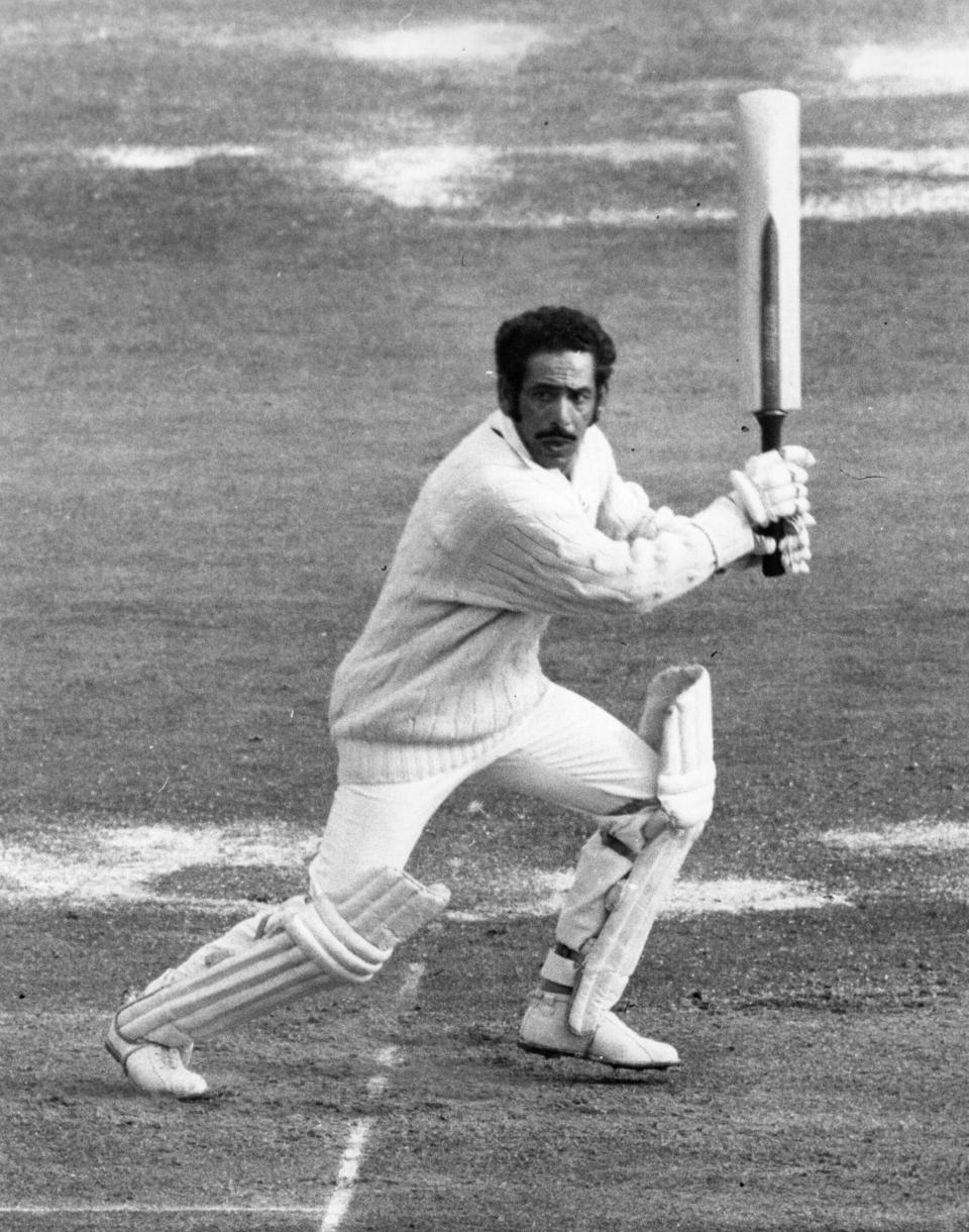 9th June 1974:  Abid Ali of India bats at Old Trafford.  (Photo by Central Press/Getty Images)