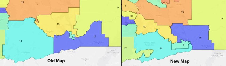 A comparison of the old legislative map, left, and the new.