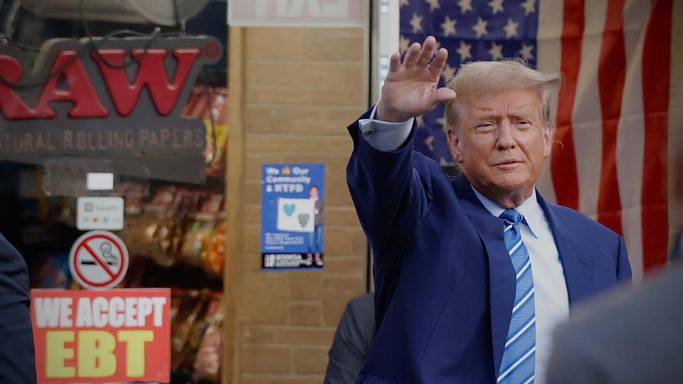 Former US President Donald Trump visits a Sanaa convenient store in a Harlem neighborhood after spending his second day of his trial for allegedly covering up hush money payments linked to extramarital affairs, at the Manhattan Criminal Court in New York City on April 16, 2024. Donald Trump said April 15, 2024 that he has a "real problem" with the judge handling his New York criminal case -- and that he should be on the campaign trail instead of in court. "We're not going to be given a fair trial," Trump told reporters outside the Manhattan courtroom after jury selection ended for the day in his "hush money" trial, one of four separate criminal cases he faces.