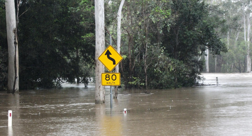 A flooded road