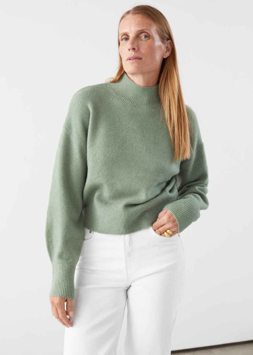 <a href="https://fave.co/33UAl2S" target="_blank" rel="noopener noreferrer">This mock neck sweater</a> is available in sizes XS to L in 13 colors. Find it for $49 on <a href="https://fave.co/33UAl2S" target="_blank" rel="noopener noreferrer">&amp; Other Stores</a>.