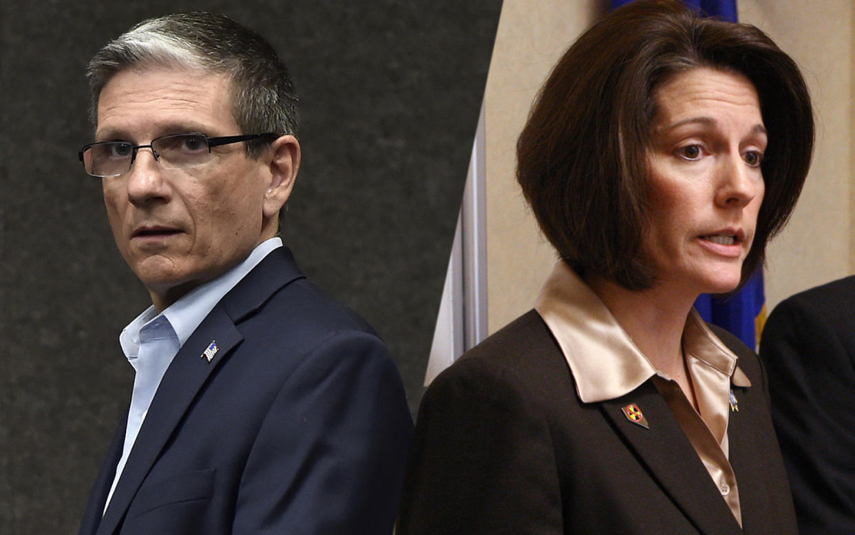 Joe Heck, Catherine Cortez Masto (Photos: David Becker/AP; Cathleen Allison/Nevada Appeal/AP)