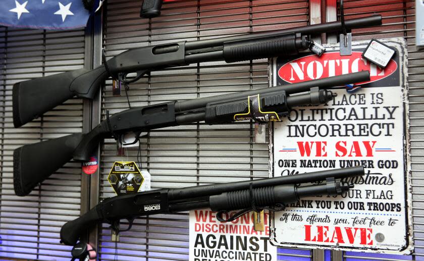 Some of the shotguns available for sale at Arcadia Firearm and Safety, in Arcadia on Thursday, Jan. 26, 2023.