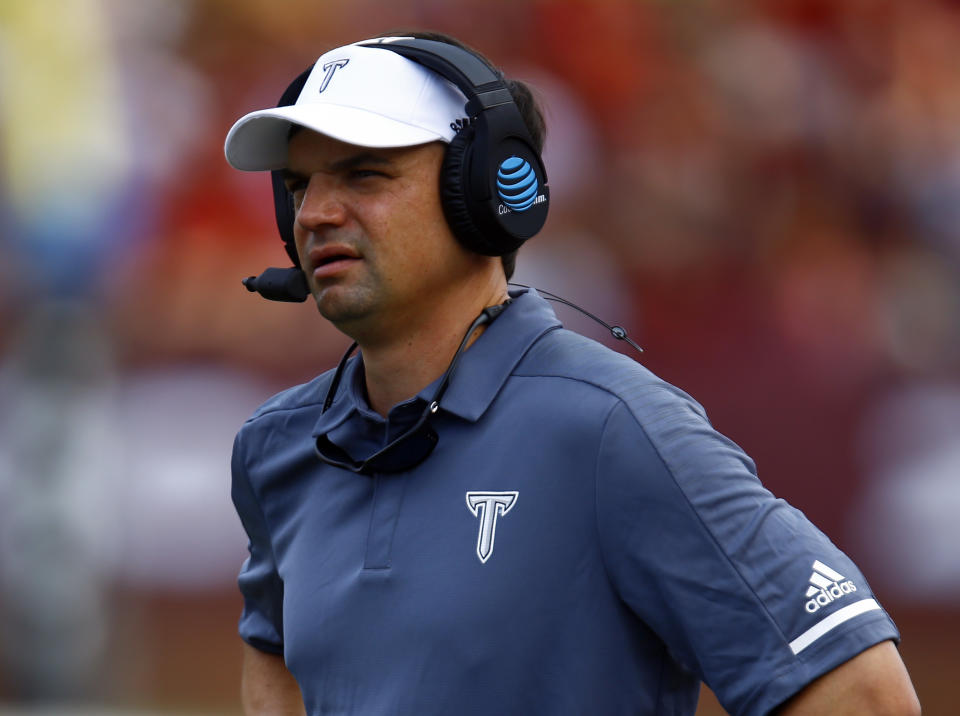 Neal Brown has led Troy to a 31-8 record in the past three seasons and won three consecutive bowl games. (AP)