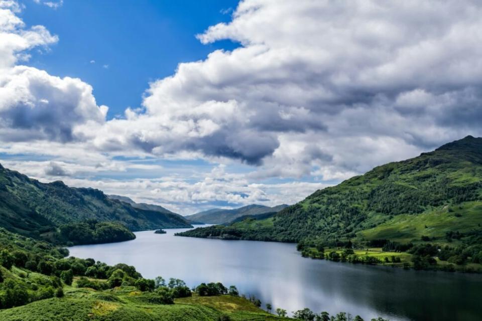 scenic river and hills in The Scottish Highlands