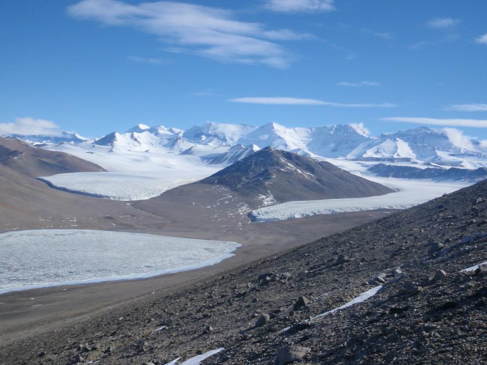 The Antarctic Dry Valleys region is one of the driest places on earth. Today, it has the greatest amount of ice-free areas in Antarctica. These, and other regions around Antarctica, are expected to be dramatically affected by climate changes leading to large volumes of fresh water from the melting glaciers. Mark Stevens