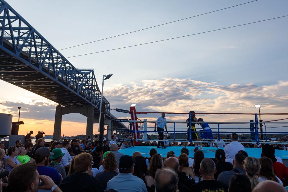 The deck of the USS Massachusetts provided a unique setting for the Battle on the Battleship boxing show on Aug. 20, 2022.