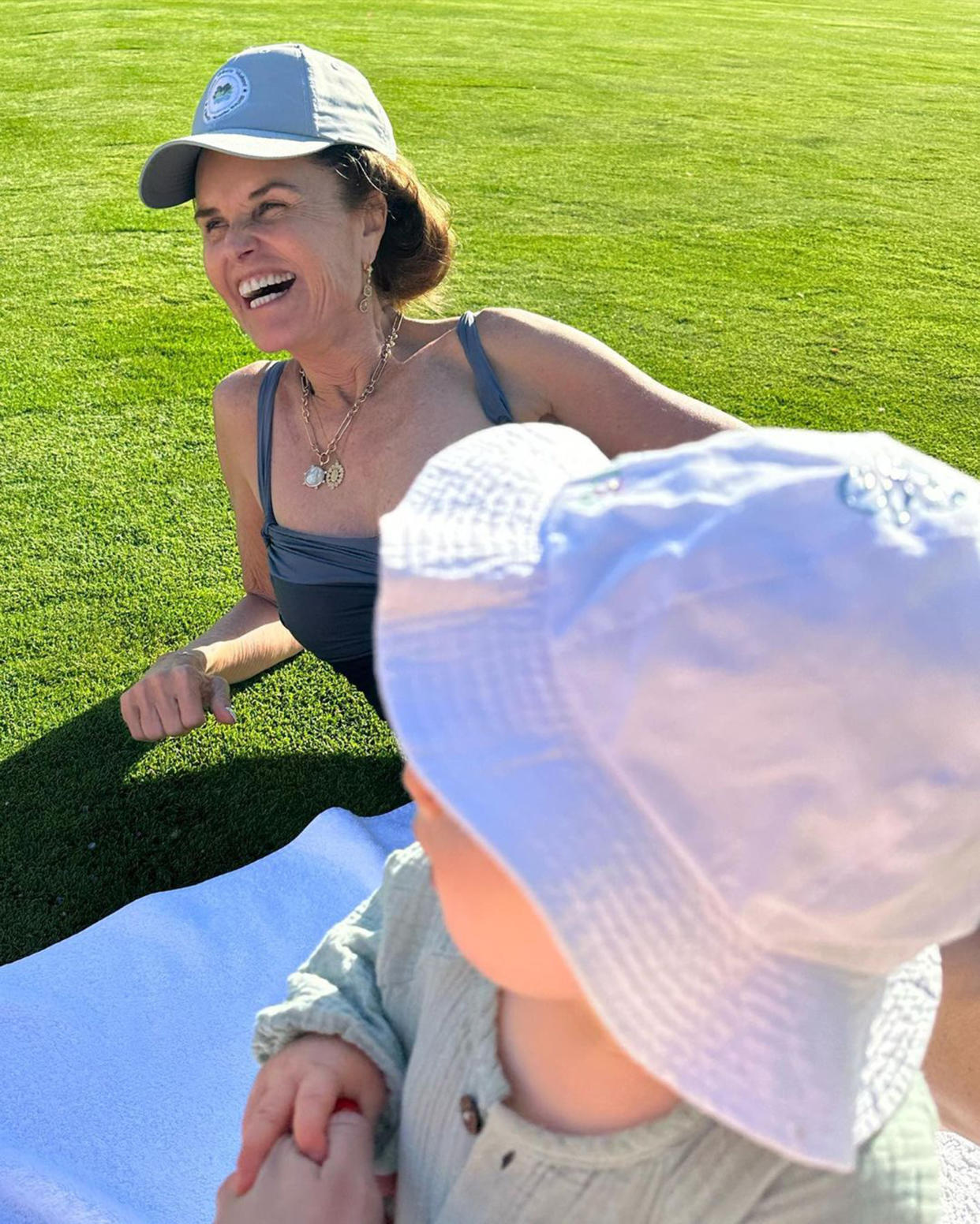 Maria Shriver with one of her grandchildren.