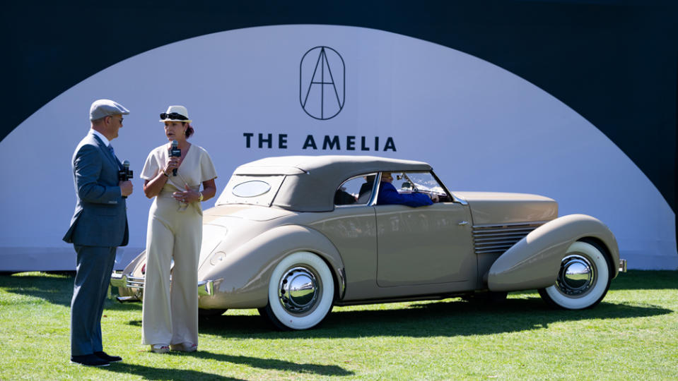Hagerty CEO McKeel Hagerty and Diane Parker, a board member of the Hagerty Drivers Foundation, discuss the latest addition to the National Historic Vehicle Register, Amelia Earhart's 1937 Cord 812 Phaeton Convertible.