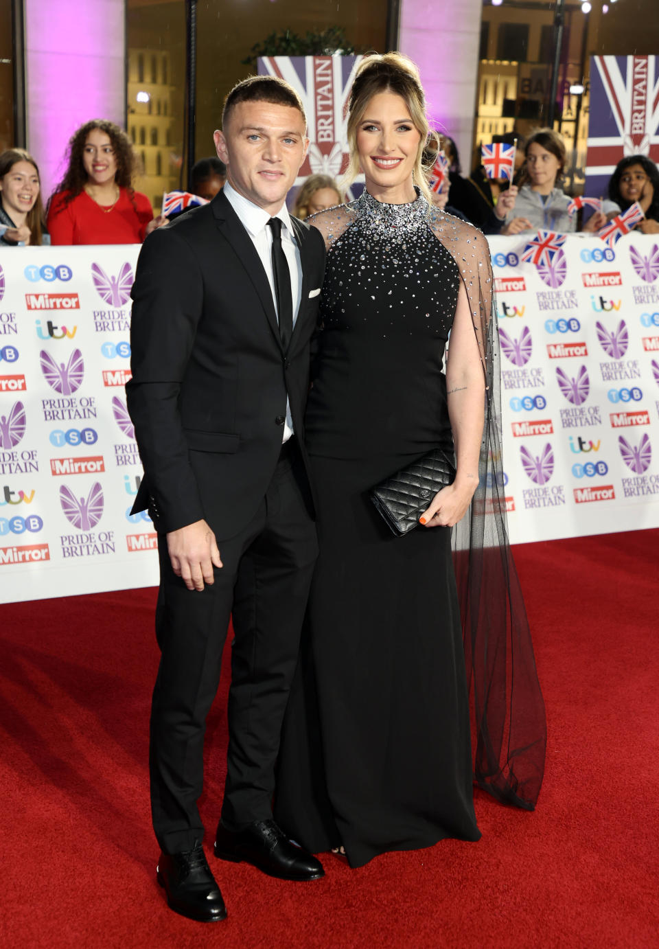 Kieran and Charlotte Trippier seen attending Pride of Britain Awards at Grosvenor House on October 24, 2022 in London, England