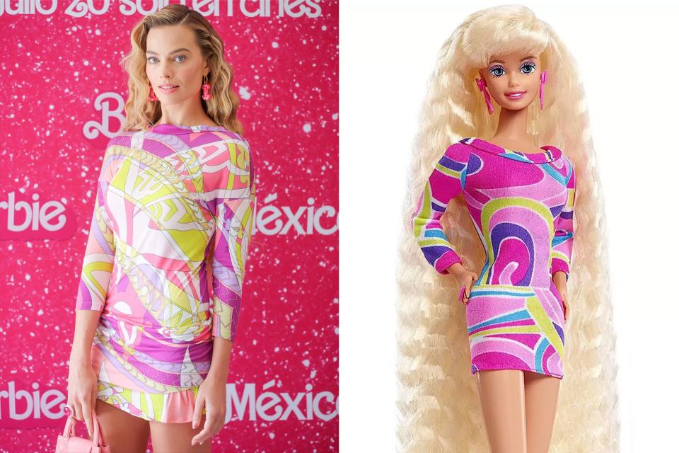 Margot Robbie dressed as Barbie Premieres