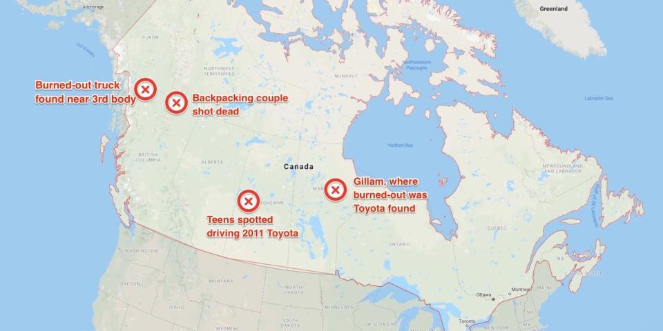 canada teen murder suspects map