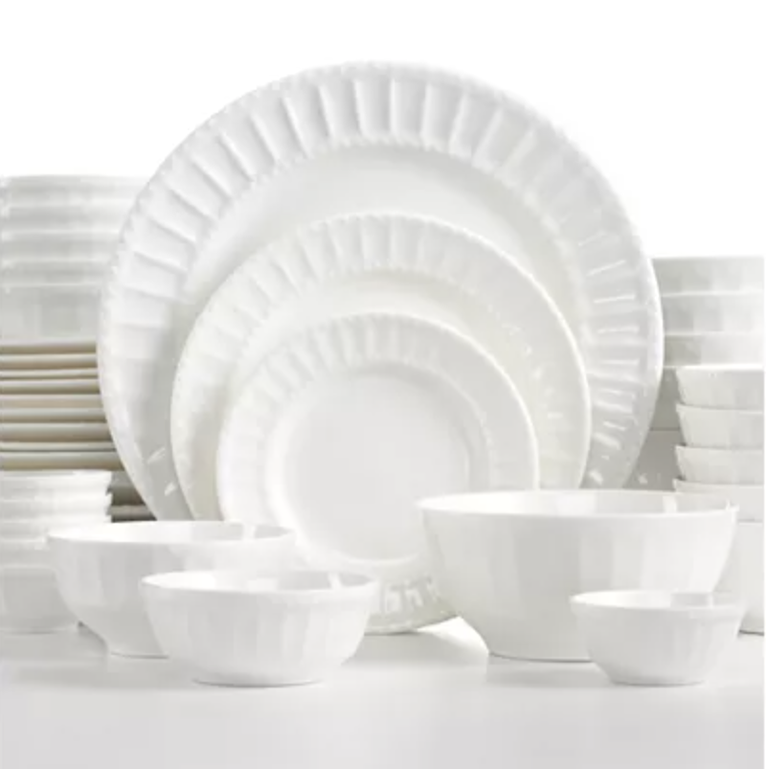 2) The Cellar White Elements Paloma Embossed 42-Piece Set