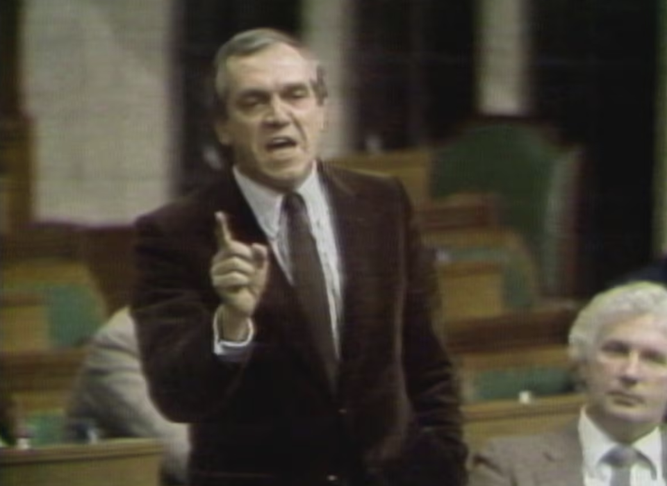 New Democrat Leader Ed Broadbent rises in the House of Commons on Nov. 17, 1981. (The National/CBC Archives)