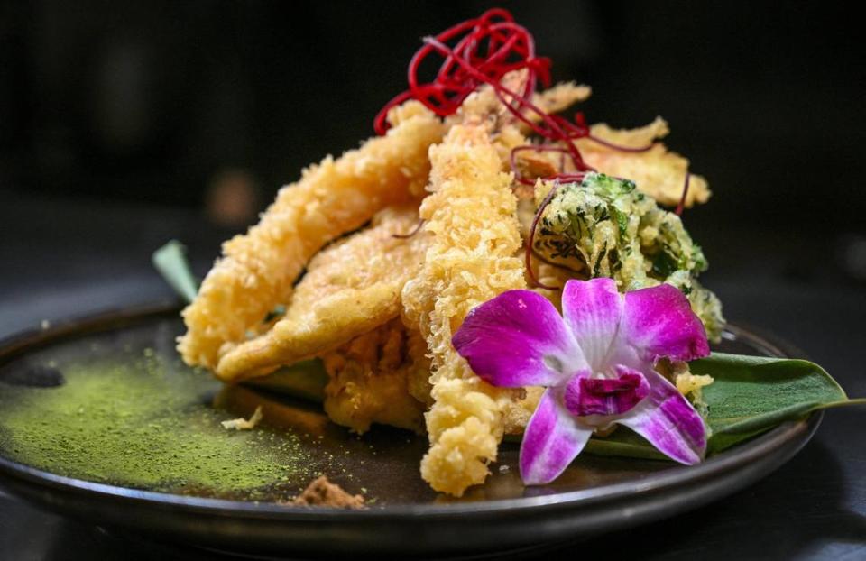 Tempura with shrimp and vegetables is ready to be served at O-iza Japanese Cuisine in the River Park shopping center. CRAIG KOHLRUSS/ckohlruss@fresnobee.com