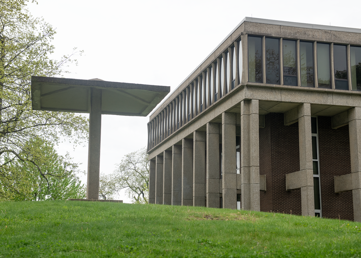 The pagoda at the top of Blanket Hill next to Taylor Hall on Kent State's campus.