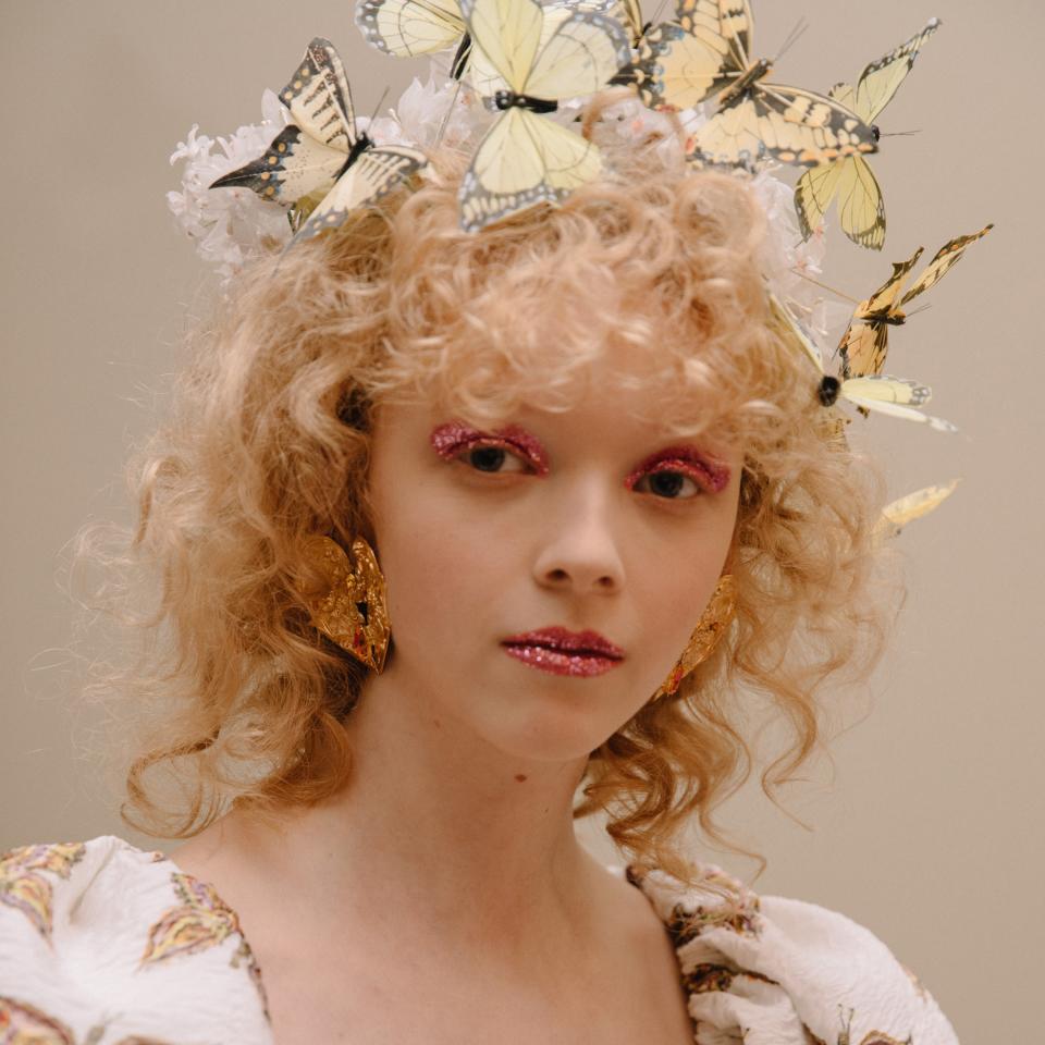 Inspired by Hollywood, Rodarte's homecoming was a love letter to glitter and floral headpieces. 