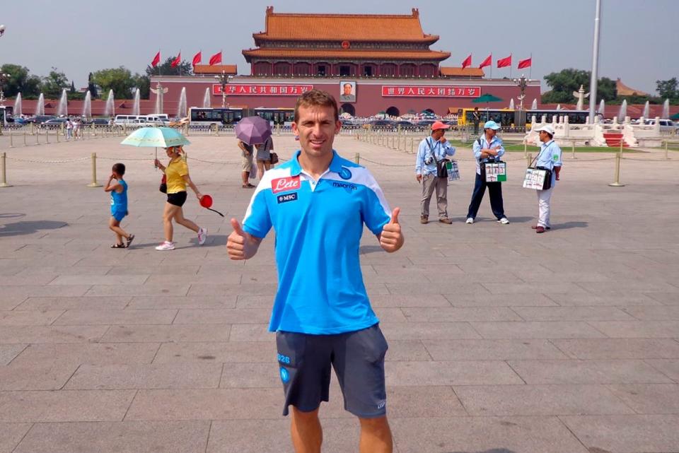 En las calles de China en 2014, cuando se disputó la Supercopa de Italia entre Juventus y Napoli.