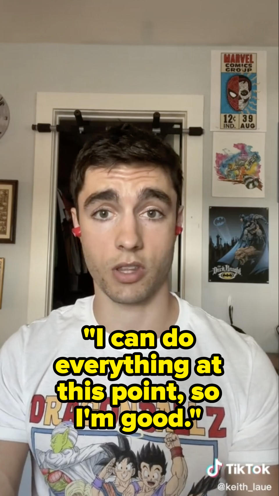 A screenshot from Keith's video in which he says "I can do everything at this point, so I'm good"