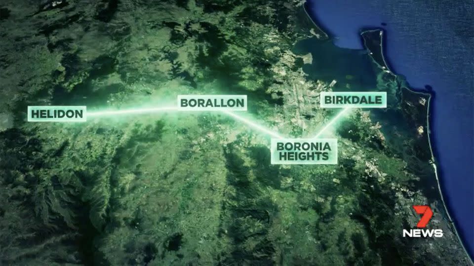 The spree began at Birkdale and went through to Helidon on August 12. Photo: 7 News