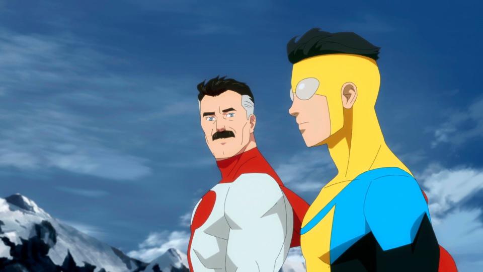 A father-son superhero team ruminates on their place in the world in "Invincible"