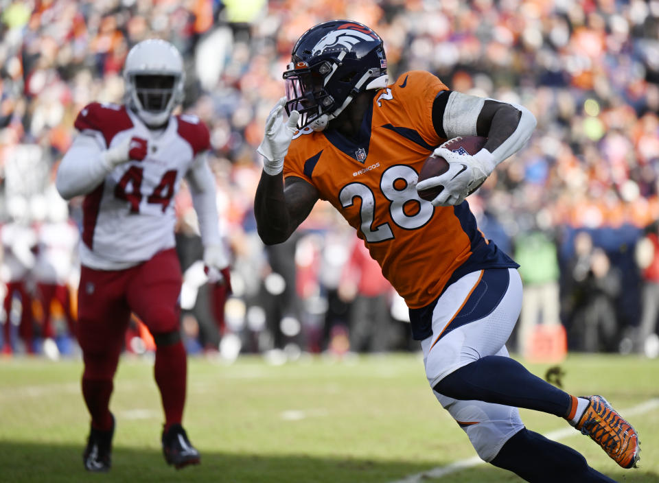 Denver Broncos running back Latavius Murray (28) has fantasy value