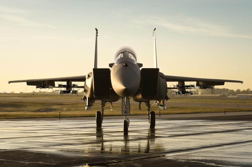 Boeing F-15 on the ground.