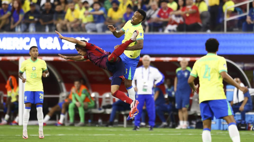 Costa Rica defended deep and soaked up all of Brazil's pressure for the entire match. - Jessica Alcheh/USA TODAY Sports/Reuters