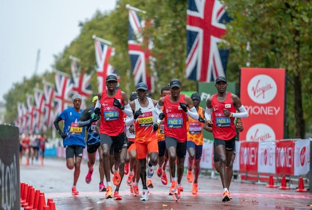 Runners on The Mall during the London Marathon