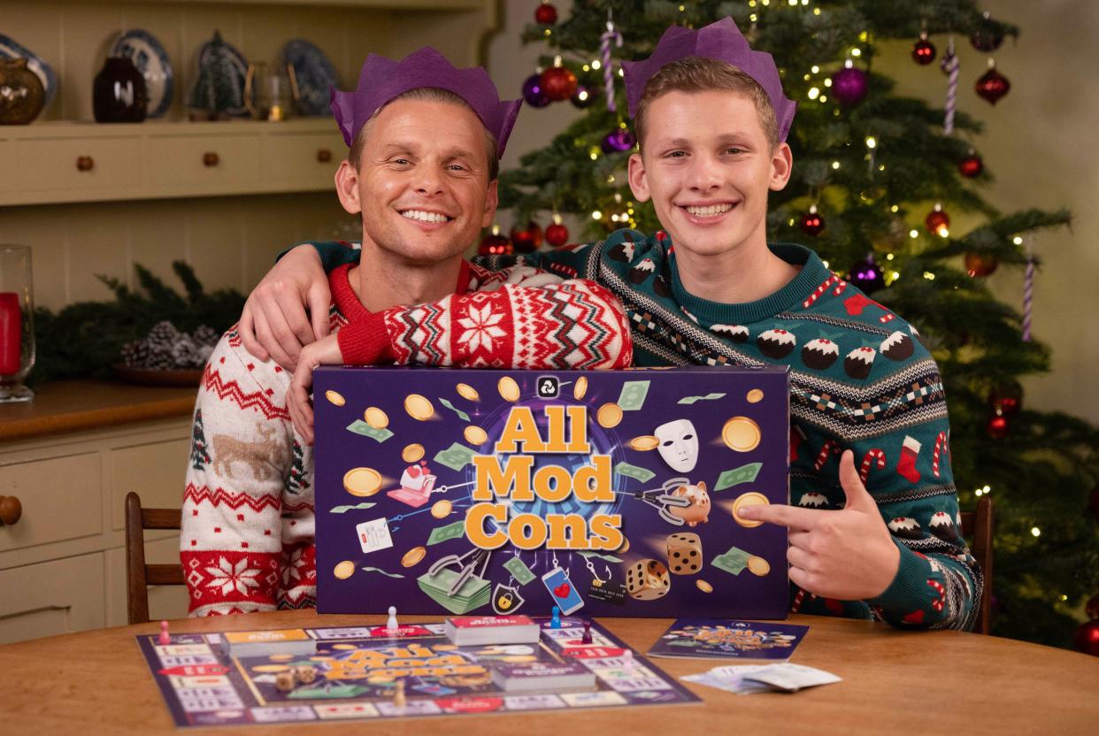 EDITORIAL USE ONLY Jeff Brazier and his son Freddie reveal 'All Mod Cons', a board game created by NatWest to help raise awareness of modern scams and encourage the nation to have open discussions around financial fraud this festive season. Issue date: Tuesday November 28, 2023.