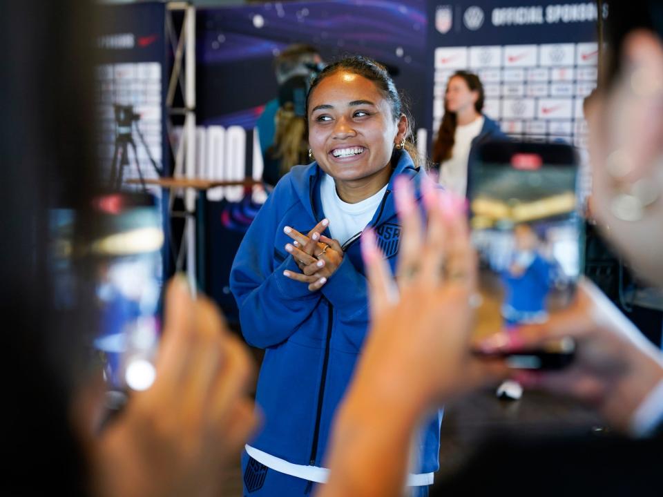 Alyssa Thompson at the USWNT's 2023 Women's World Cup media day.