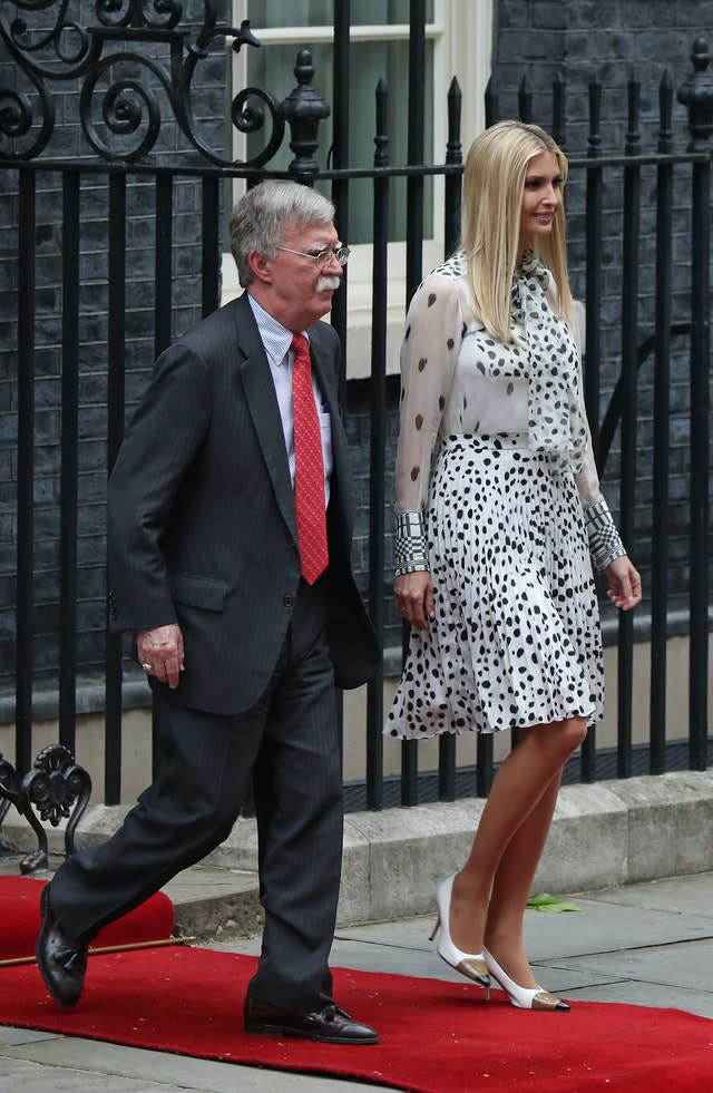 John Bolton and Ivanka Trump leave 10 Downing Street during Donald Trump's state visit (Yui Mok/PA)