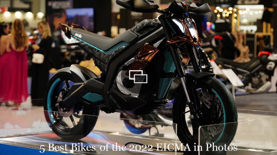 The Aprilia ELECTRICa at the 2022 EICMA exhibition in Milan.