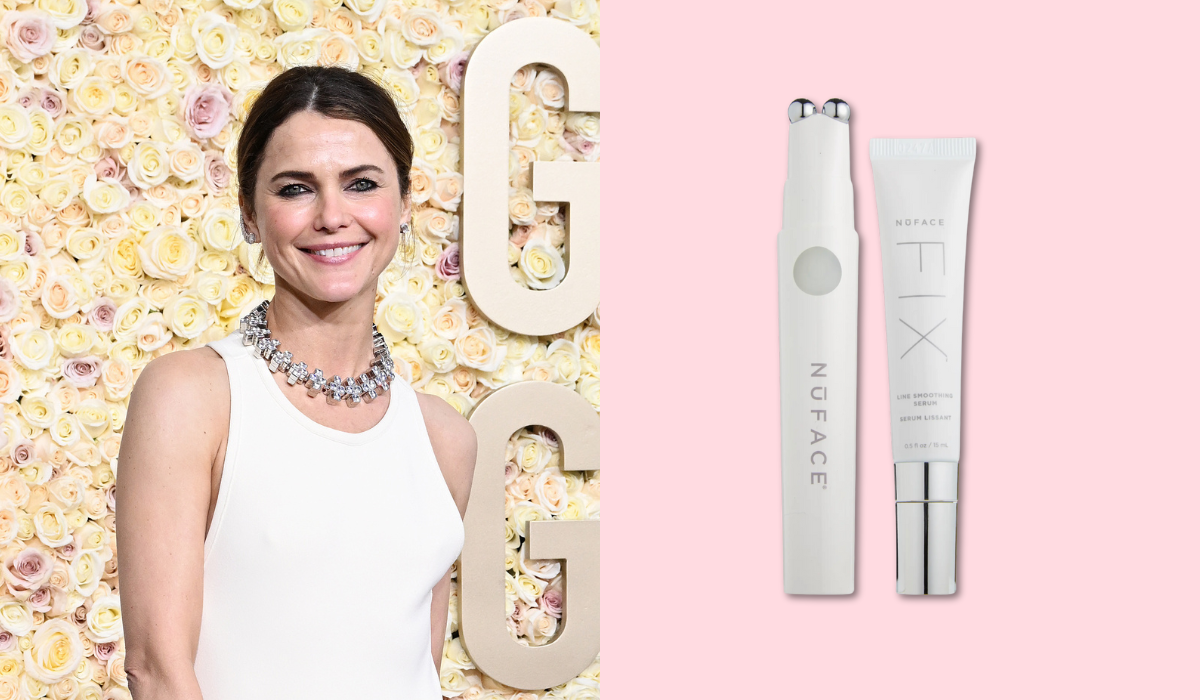 Keri Russell's natural, ageless glow comes from a consistent skincare routine that includes daily use of the NuFace The Fix Line Smoothing Device, which is on sale at Nordstrom with a free tube of serum. (Getty/Nordstrom)