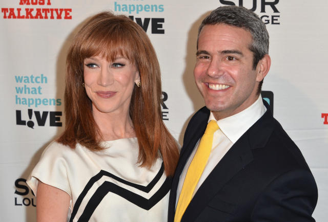 Kathy Griffin, here with Andy Cohen in 2012, takes a jab at the Watch What Happens Live! host.