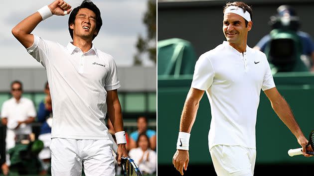 Sugita and Federer. Image: Getty