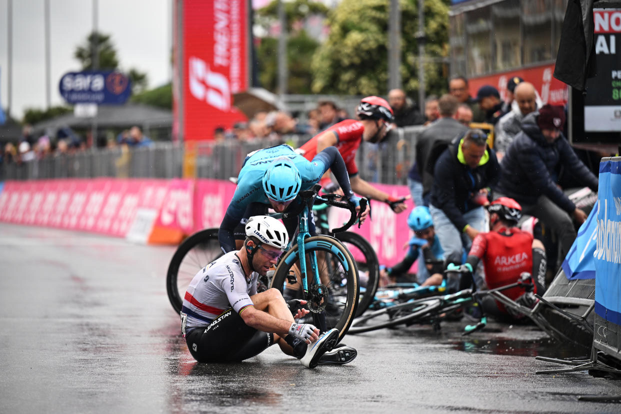  Mark Cavendish at the end of stage five of the Giro d'Italia 