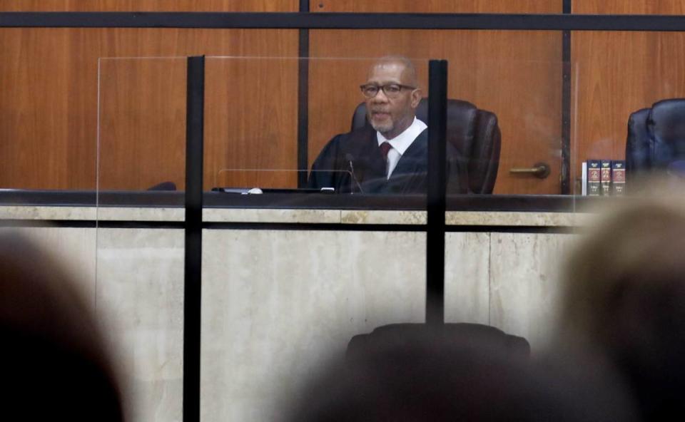 Judge Clifton Newman listens during closing arguments during the trial of Nathaniel Rowland on Tuesday July 27, 2021 in Richland County Circuit Court. Rowland is accused of killing Samantha Josephson after luring her into his car.