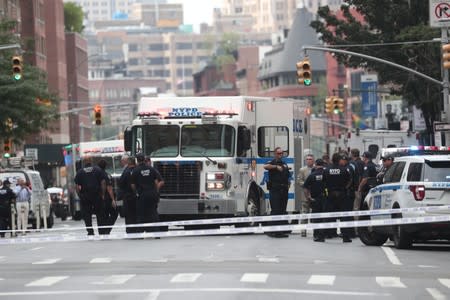 NYPD close off West 16th Street near Seventh Avenue, as police said they were investigating suspicious packages in Manhattan