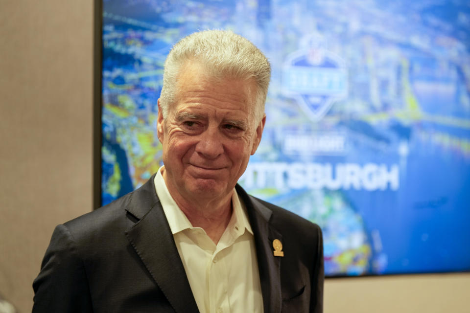 Pittsburgh Steelers owner Arthur Rooney II attends a news conference at the NFL football owners spring meetings Wednesday, May 22, 2024, in Nashville, Tenn. The league announced that Pittsburgh will host the 2026 NFL Draft. (AP Photo/George Walker IV)