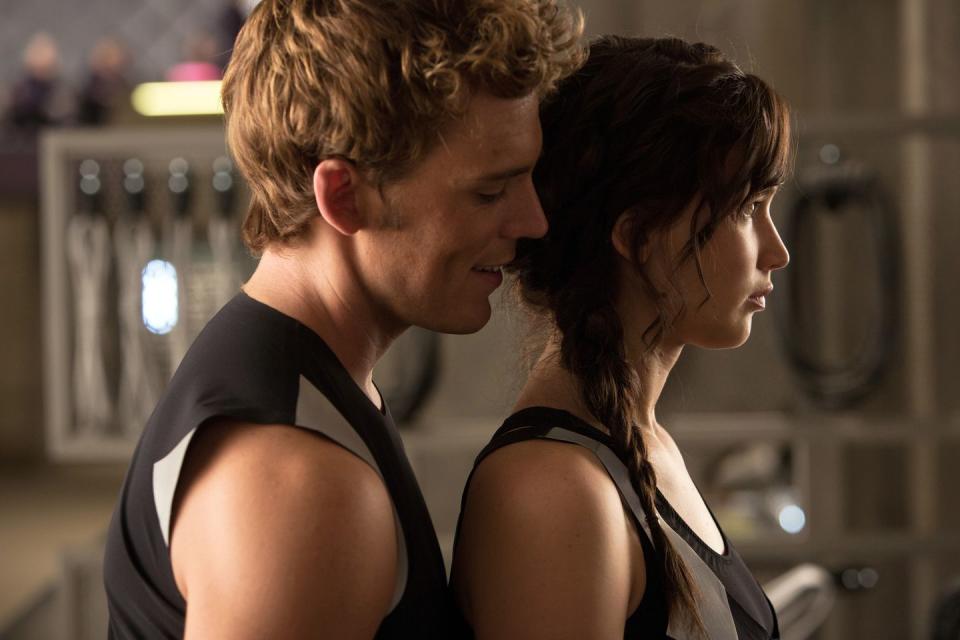 sam claflin, jennifer lawrence, the hunger games catching fire