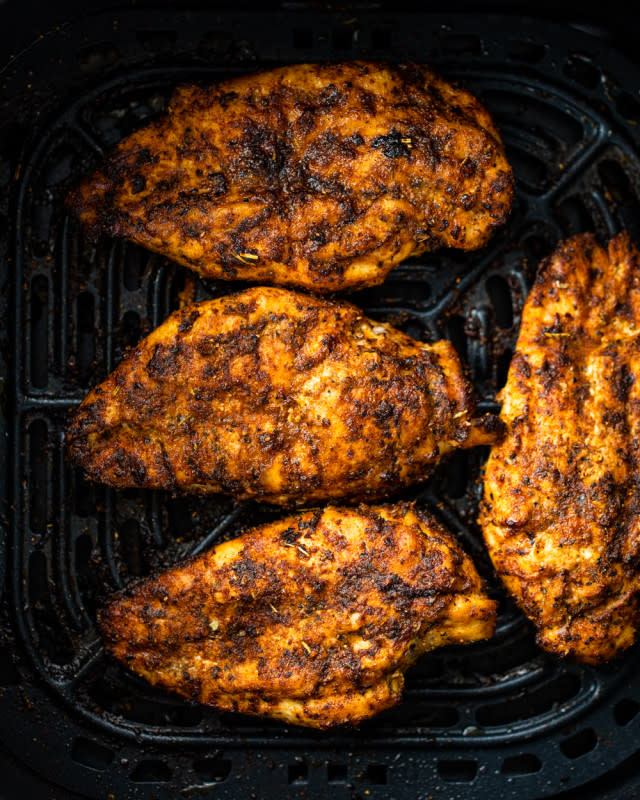 <p>Gimme Delicious</p><p>Learn how to make juicy and flavorful grilled chicken breasts in the air fryer in just 20 minutes! This life-changing way of cooking chicken is great on rice, salads, in sandwiches, and so much more.</p><p><strong>Get the recipe: <a href="https://gimmedelicious.com/air-fryer-grilled-chicken-breasts/" rel="nofollow noopener" target="_blank" data-ylk="slk:Air Fryer Grilled Chicken Breasts;elm:context_link;itc:0;sec:content-canvas" class="link "><em>Air Fryer Grilled Chicken Breasts</em></a></strong></p>