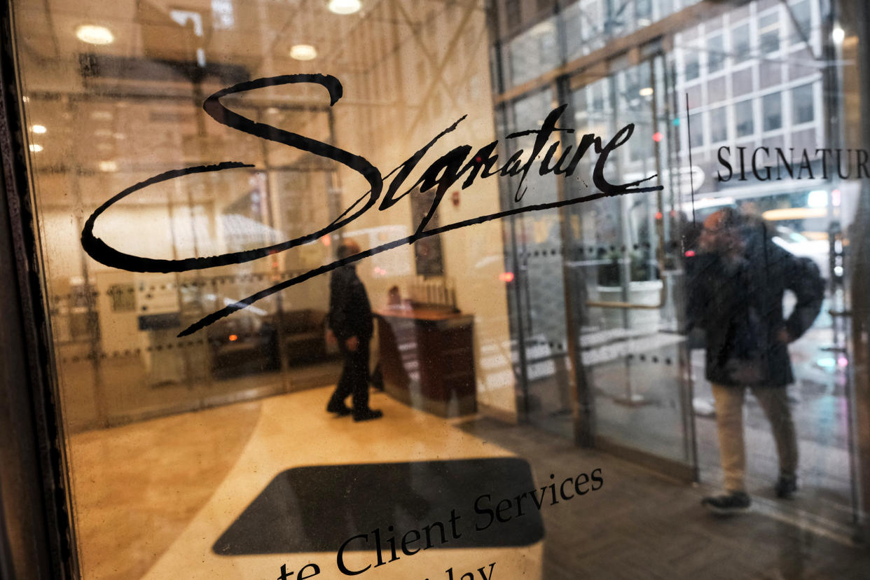 A Signature Bank branch in New York on March 13, 2023. (Spencer Platt / Getty Images)