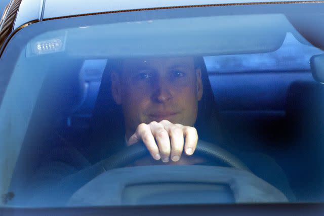 <p>Max Mumby/Indigo/Getty Images</p> Prince William drives away from The London Clinic on Jan. 18.