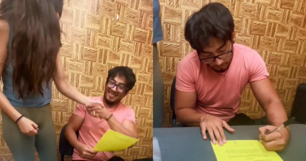 Pareja de Puebla firma contrato para castigar la infidelidad con dinero. Foto: Captura de video TikTok vía @los_chikiis