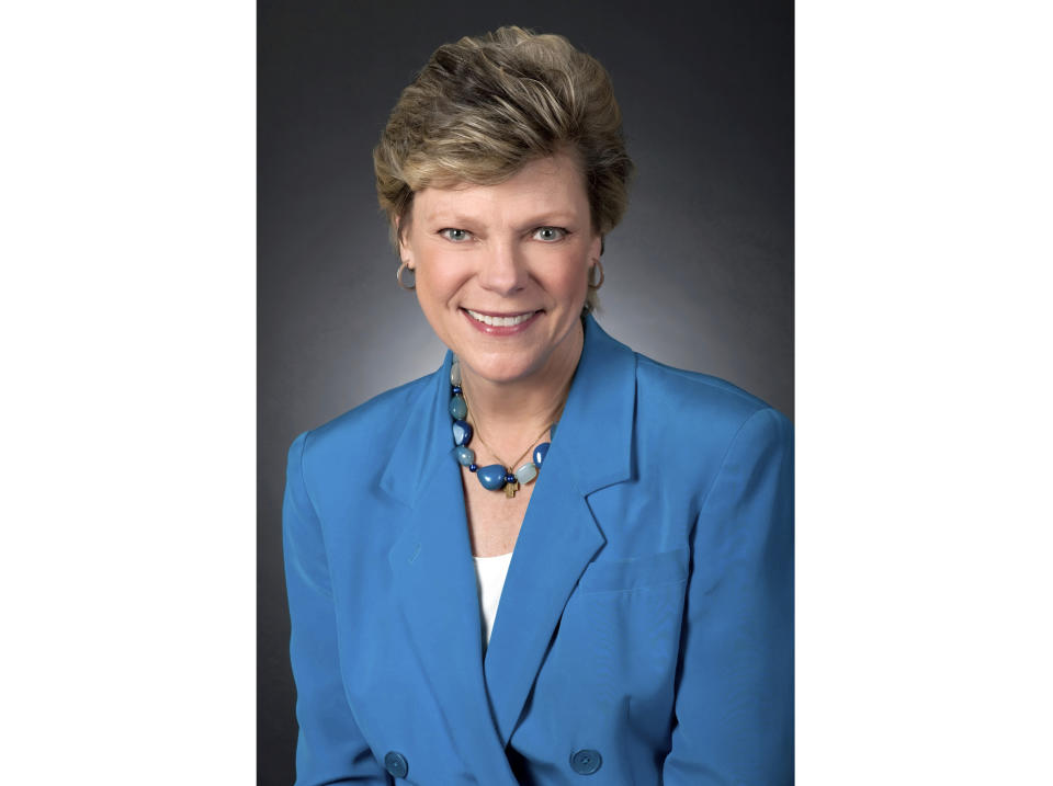 This 2010 photo released by ABC News shows political journalist Cokie Roberts in Washington. Roberts, the daughter of politicians who grew up to cover the family business in Washington for ABC News and NPR over several decades, died Tuesday, Sept. 17, 2019, in Washington of complications from breast cancer. She was 75. (Randy Sager/ABC via AP)