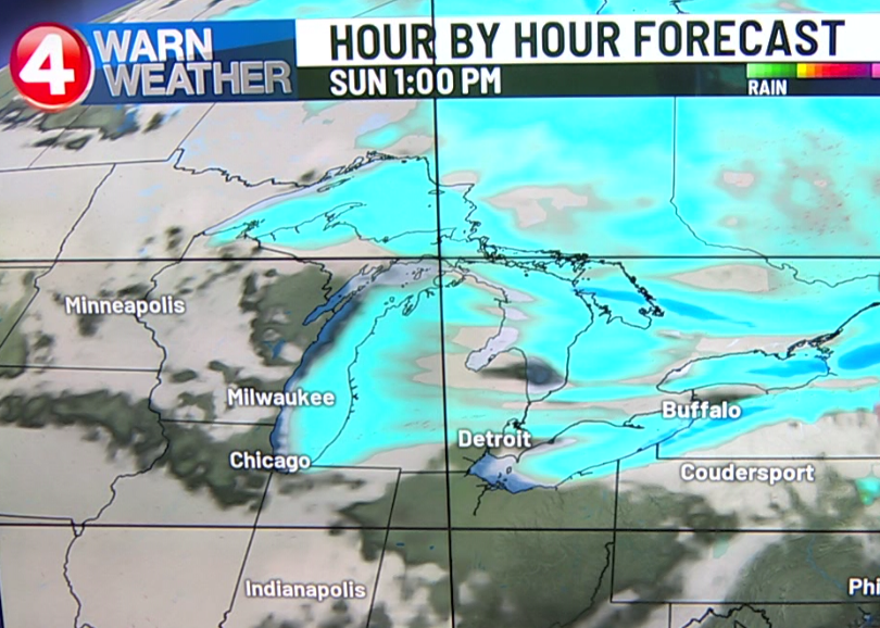 A lake-effect snow band will set up south of the city on Sunday, but it is too early to pinpoint the exact location.