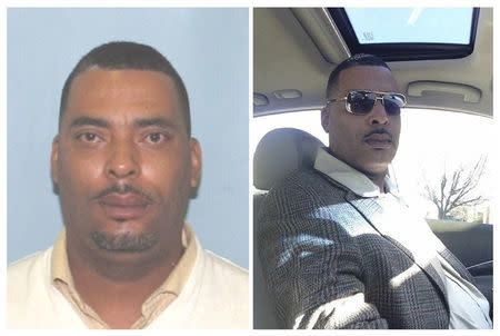 Donald "Chip" Pugh is pictured in this undated booking photo (L), and in a selfie, provided by the Lima Police Department in Lima, Ohio January 12, 2016. REUTERS/Lima Police Department/Handout via Reuters