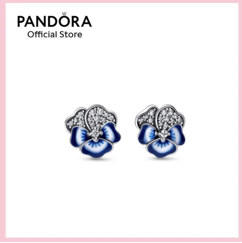 Pandora Blue Pansy Flower Stud Earrings. PHOTO: Lazada